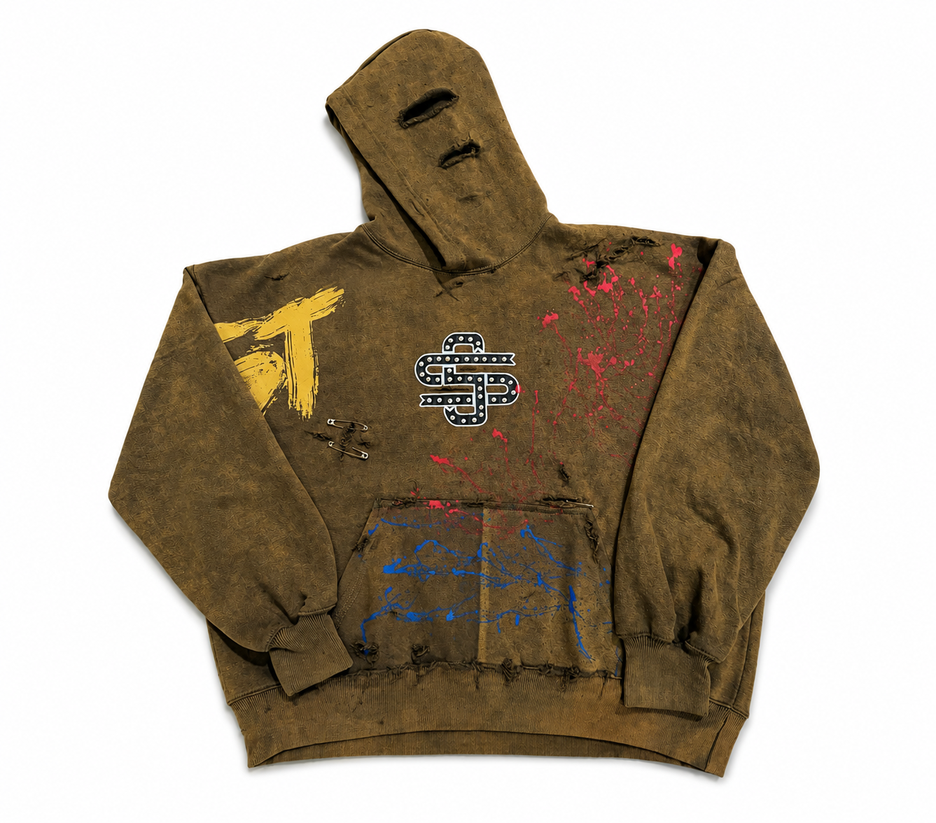 Olive Green Art-Washed Pullover Hoodie