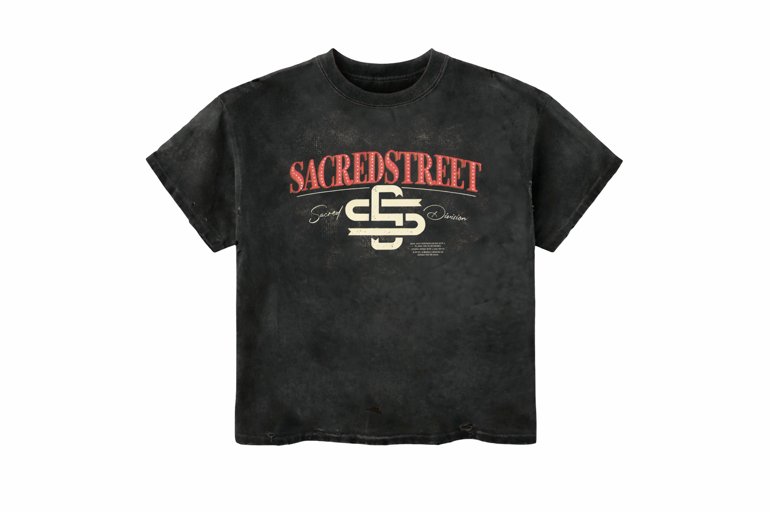 Black Washed "Sacred Street" T Shirt